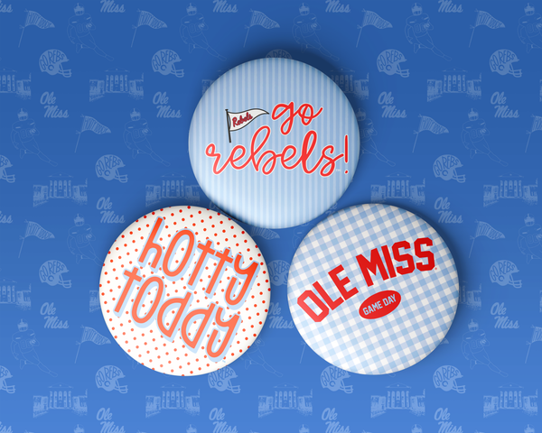 Ole Miss Game Day Buttons | Gameday Pins | College Football: OLE MISS GAME DAY GINGHAM