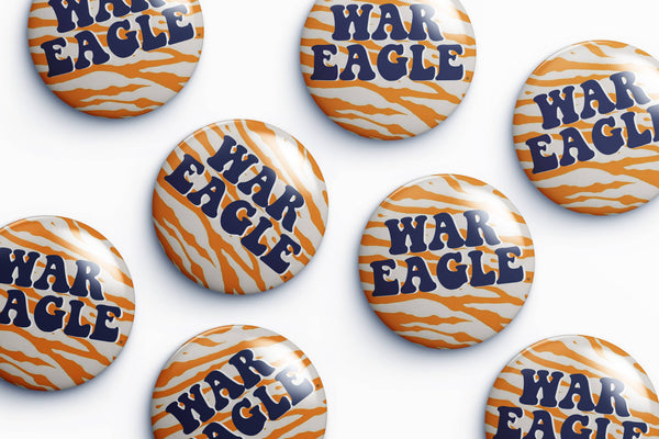 Auburn War Eagle Stripes Button