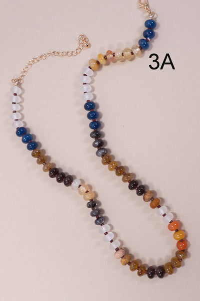 NATURAL AGATE GLASS SEMI PRECIOUS BEAD NECKLACE 1D
