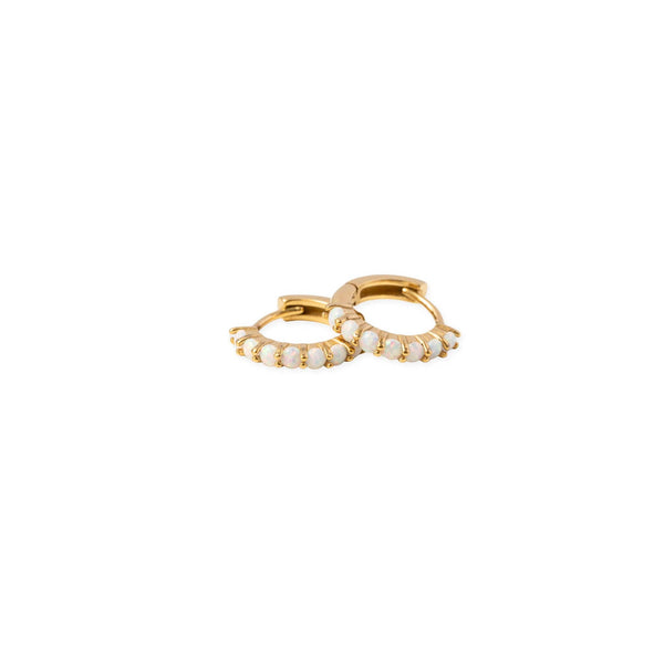 Opal Hoop Earrings - Hypoallergenic, Flat Back, Girl Gift: Pair