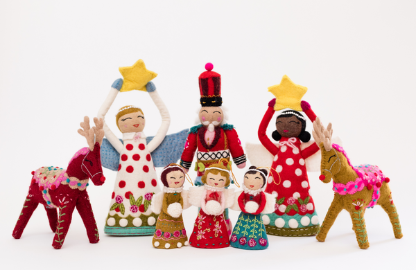 Felted Angel Ornament Pink & Red