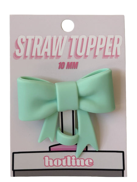 Large Bow Straw Toppers: Mint