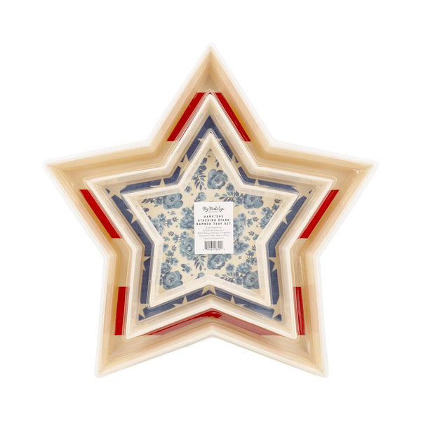 Hamptons Star Shaped Bamboo Reusable Tray Set