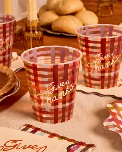 Give Thanks Plaid Cups | thanksgiving, fall, drinkware