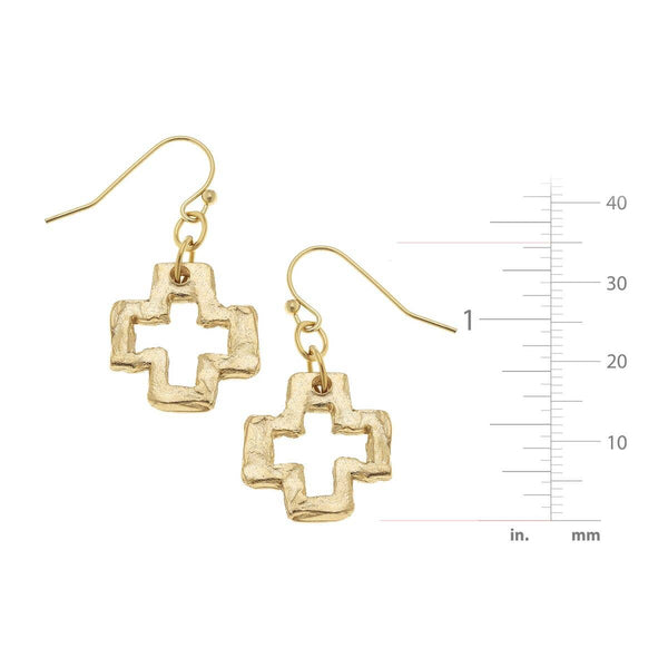 Gold Open Cross Earrings