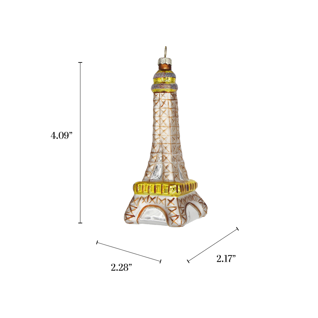Eiffel Tower, Vintage Souvenir Glass Christmas Ornament - Thumbnail 2