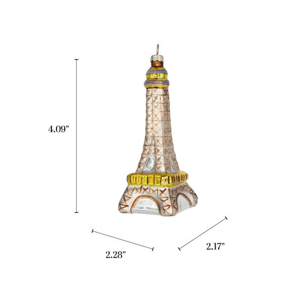 Eiffel Tower, Vintage Souvenir Glass Christmas Ornament