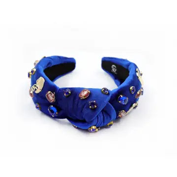 Blue Football Bedazzled Headband