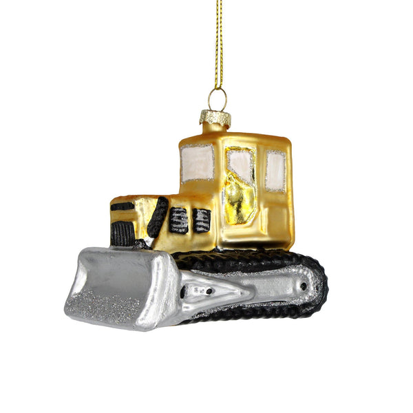 Bulldozer, Retro Handmade Glass Holiday Ornament Decor 2025