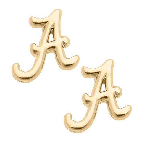 Alabama Crimson Tide 24K Gold Plated Stud Earrings
