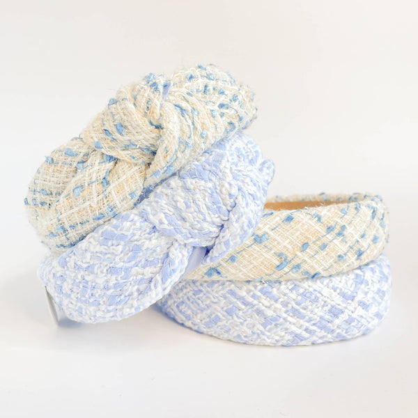 Coastal Blue Tweed Padded Knot Headband: Assorted