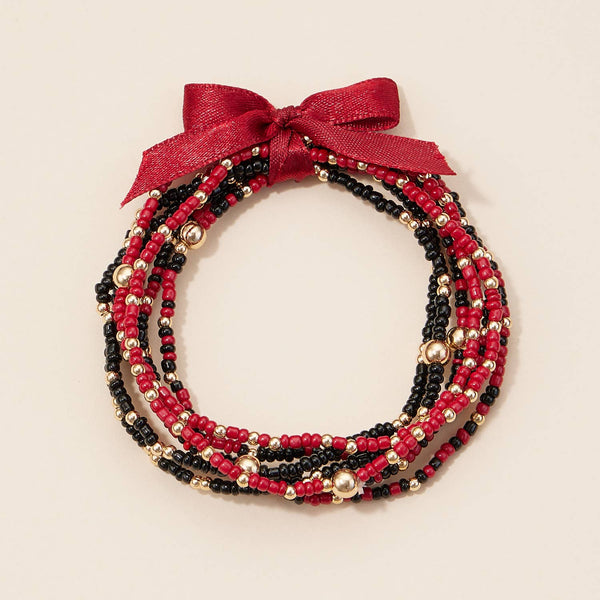 Game Day Seed Beaded Bracelet Set: Orange/Navy