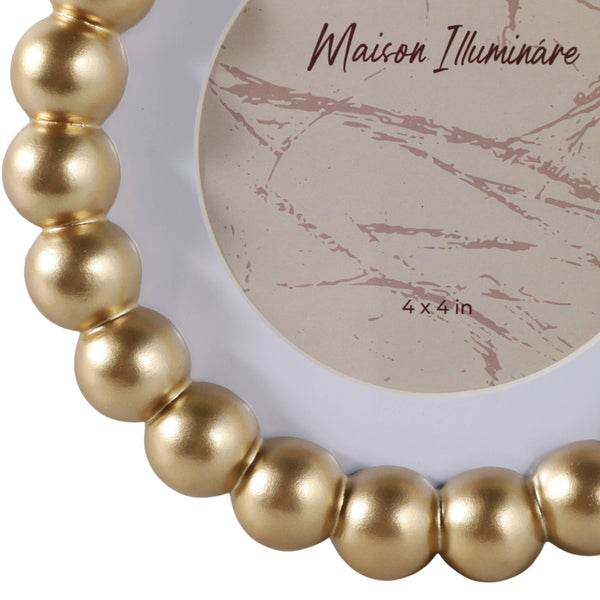 Photo Frame - Gold Glass Elegant Matted Beaded, 6x6 in.