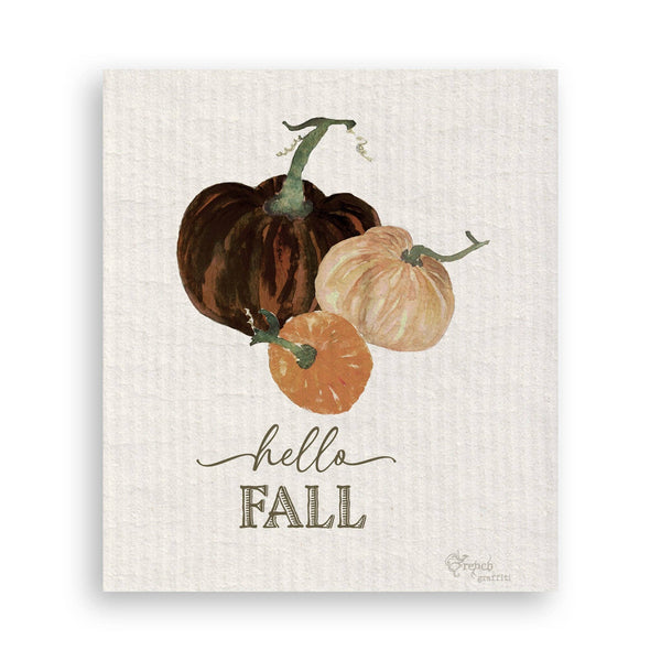 Mocha Pumpkins with Hello Fall: Dishtowel / -