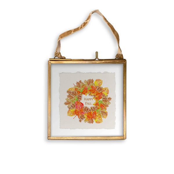 Fall Leaf Wreath with Happy Fall: Notecard / -