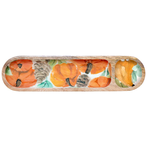 16" Harvest Mango Wood Sectioned Tray Fall