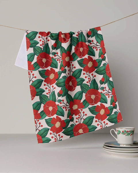 Winter Camellia Tea Towel - Holiday 2026