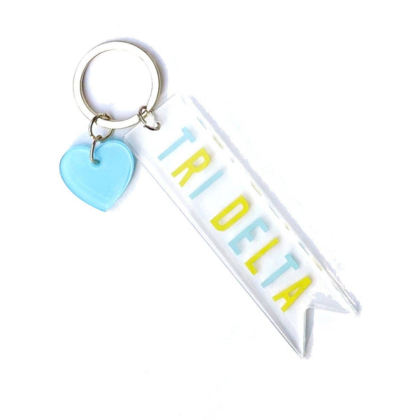 Sorority & Greek Acrylic Heart Keychain: Delta Zeta