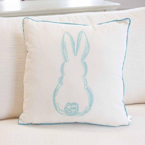 Lily Belle Bunny Pillow   Soft White/Blue   18x18