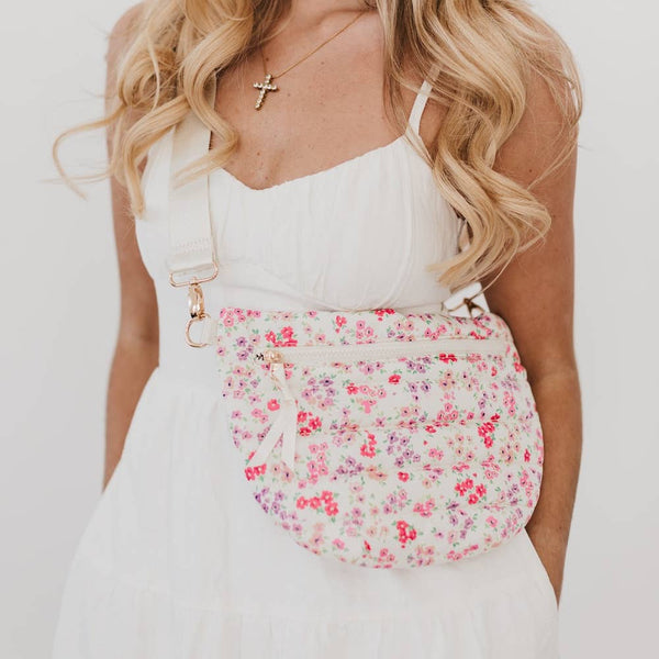 Jolie Puffer Belt Bag Pink Floral