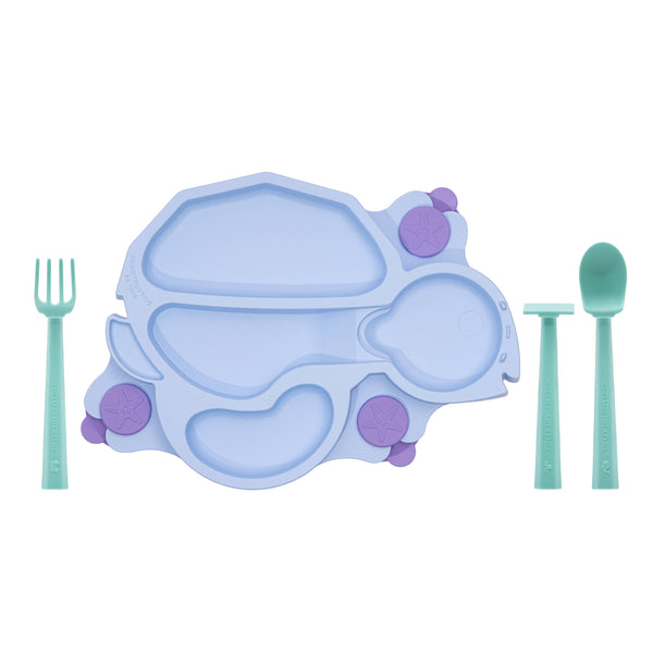 Turtle Suction Plate and Training Utensils: Green Turtle Plate