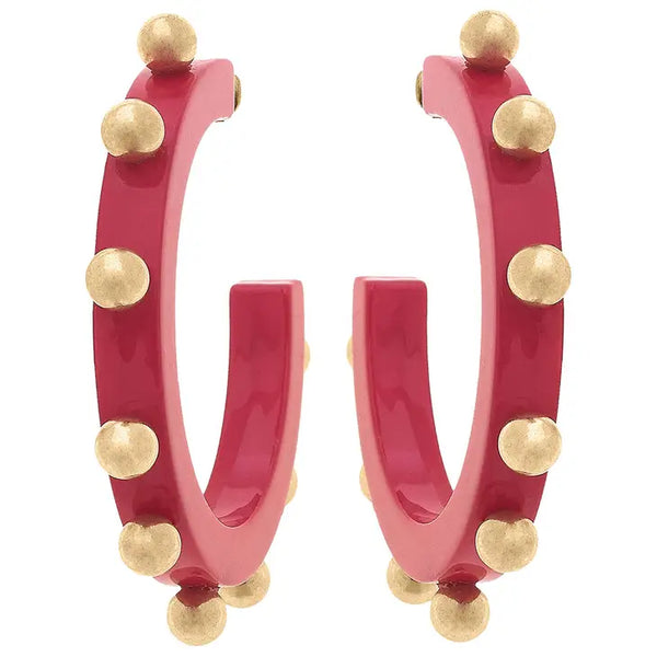 Kelley Studded Metal and Resin Hoop Earrings