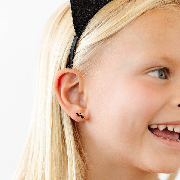 Bat Stud Earrings - Hypoallergenic, Flat Back, Girl Gift : Pair