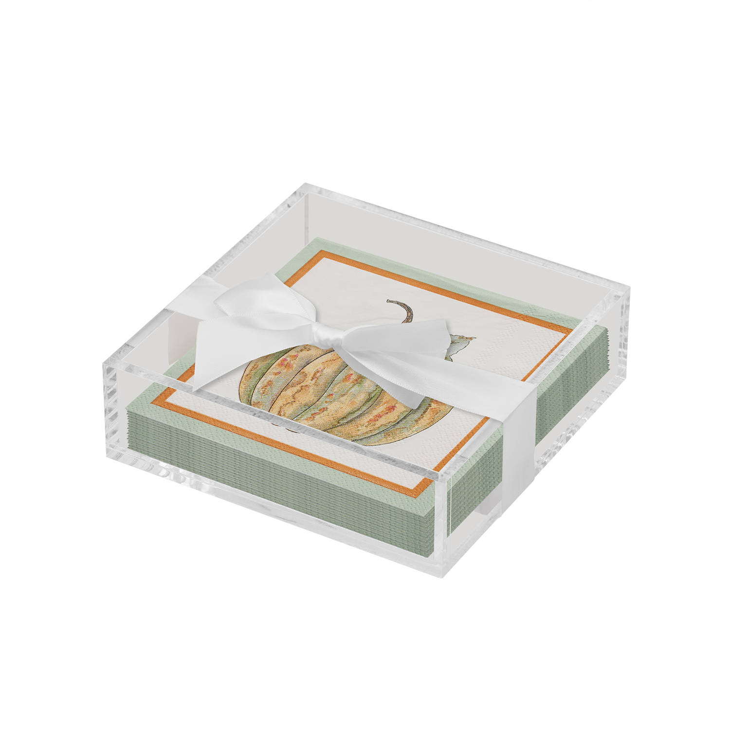 Acrylic Napkin Tray, Clear with Cocktail Napkin - Bright & Thankful