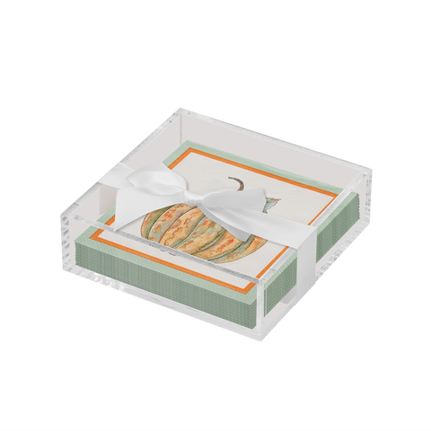 Acrylic Napkin Tray, Clear with Cocktail Napkin - Bright & Thankful