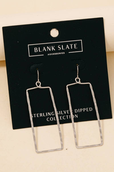 Gold Dipped Hammered Rectangle Cutout Drop Earrings
