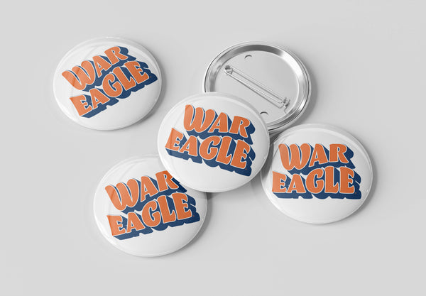 Auburn War Eagle Wavy Button