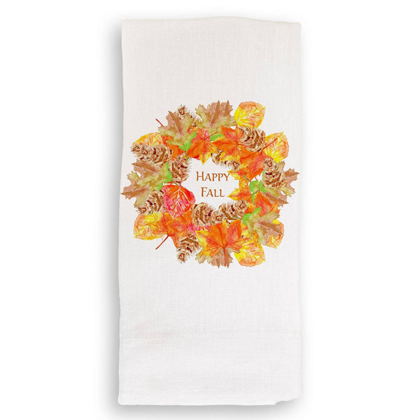 Fall Leaf Wreath with Happy Fall: Notecard / -