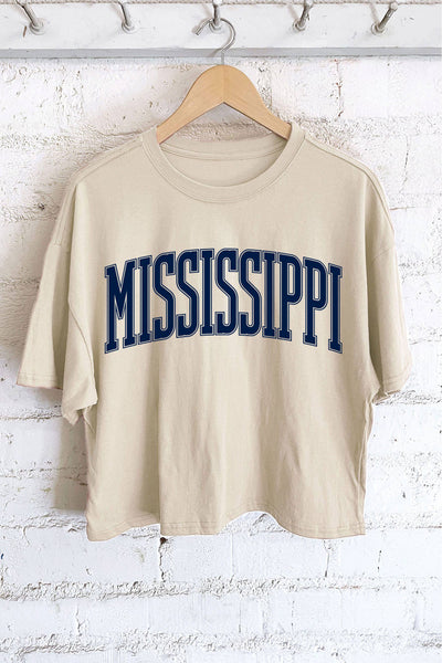 MISSISSIPPI PUFF GRAPHIC LONG CROP TOP: MAUVE