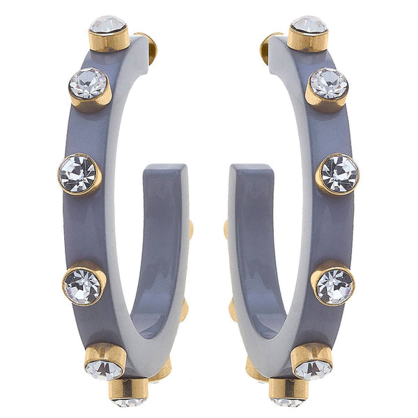 Renee Resin and Rhinestone Hoop Earrings: Yellow