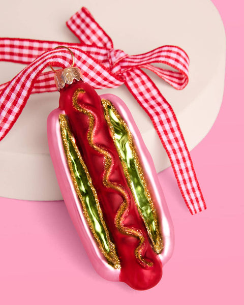 Hot Dog Ornament - iridescent ornament Christmas Xmas Holiday Season