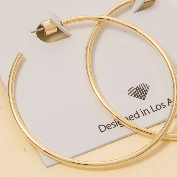 Large Metallic Tube Hoop Earrings: GOLD