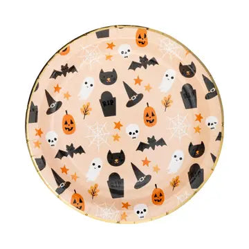 Orange Halloween Icons Paper Plates