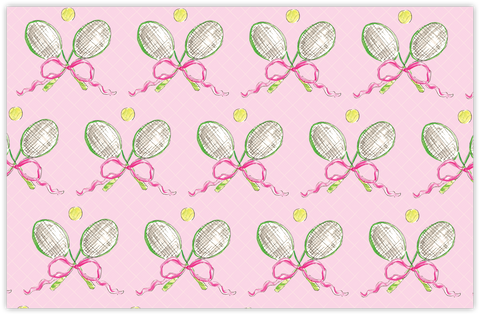 Handpainted Tennis Rackets With Balls and Bows Placemat