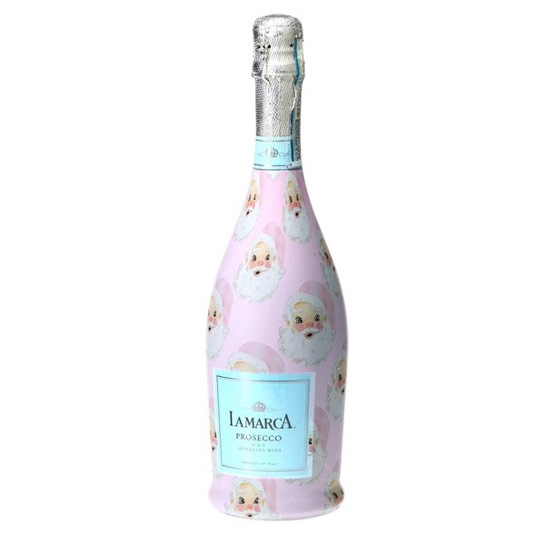 Limited Edition Watercolor Pink Santa Prosecco Bottle Wrap