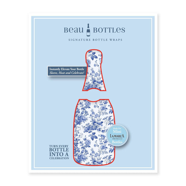 Beau Bottles Blue Floral - MINI Prosecco Collection - Set of 6 (Wraps Only)