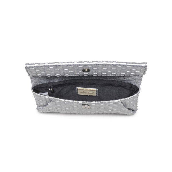 Priscilla Woven Clutch: Silver