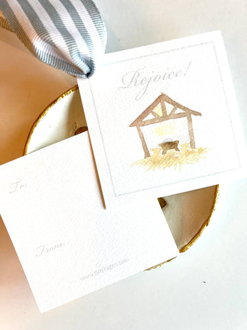 Watercolor Manger Gift Tag
