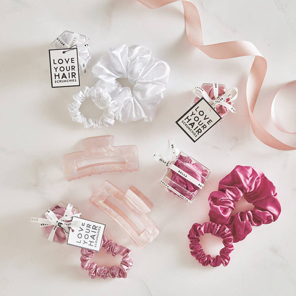 Satin Scrunchie Set of 2 - Hot Pink