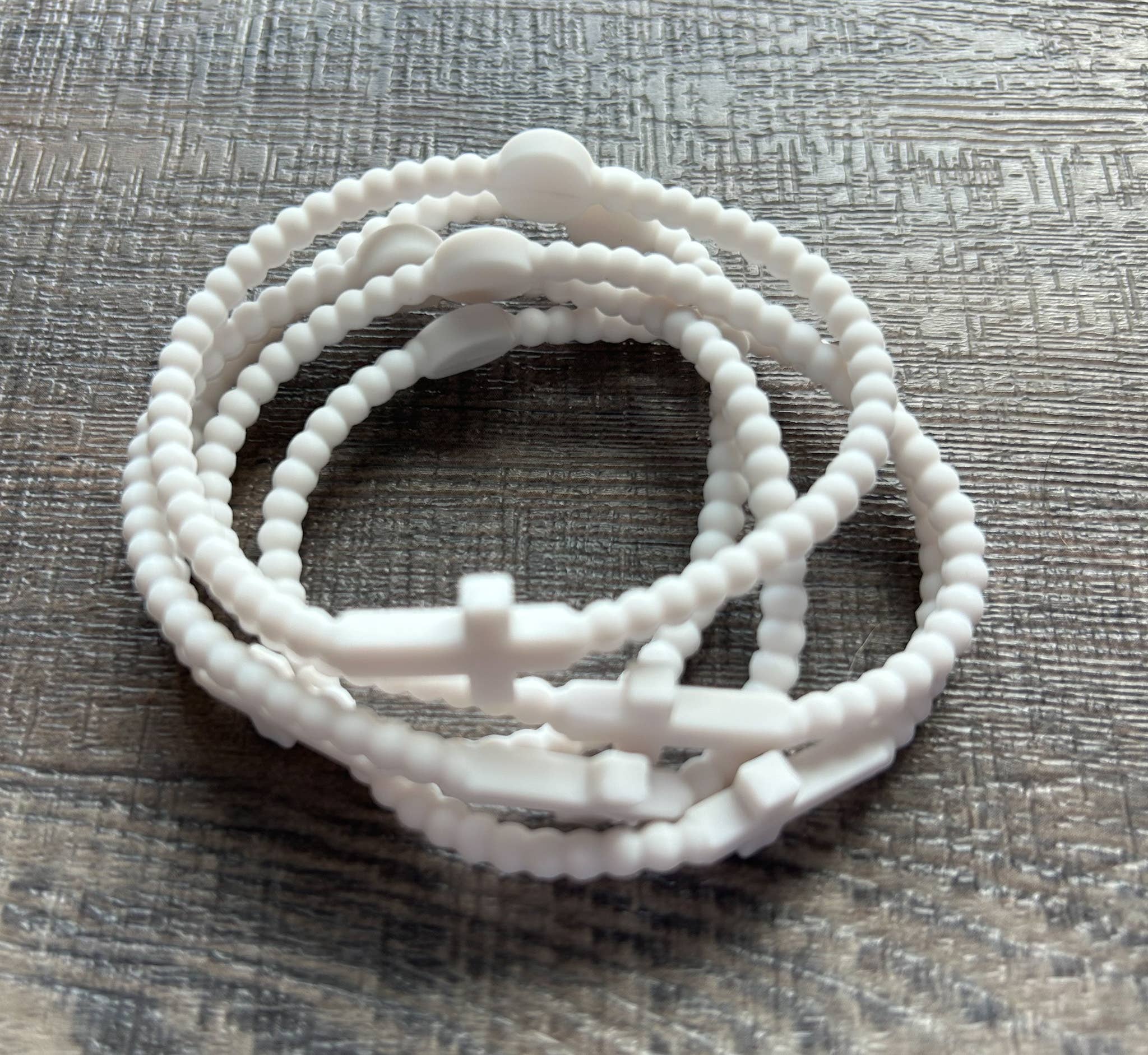 Silicone Cross Bracelet White