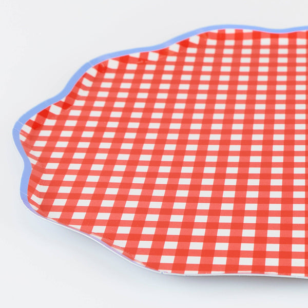 Red Gingham Dinner Plates