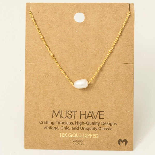 Gold Dipped Pearl Pendant Necklace: G