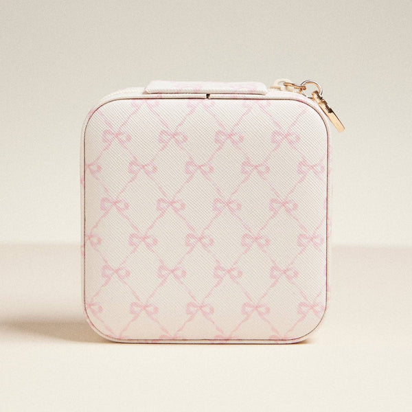 Bow Monogram Print Jewelry Box -Travel Size: Ivory