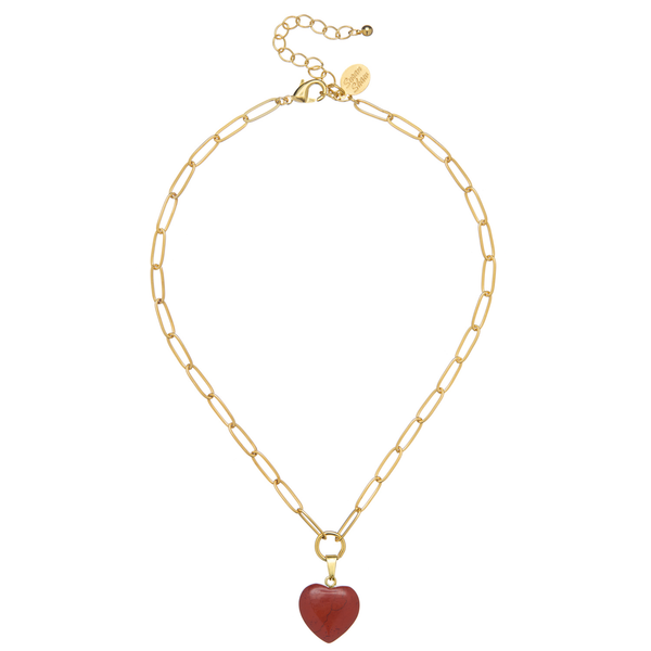 Audrey Heart Necklace: Pink Quartz