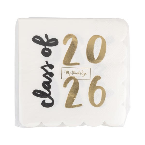 Foiled Class of 2026 Scallop Cocktail Napkin (18 ct)