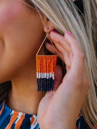 Greer ORange & Navy Earrings